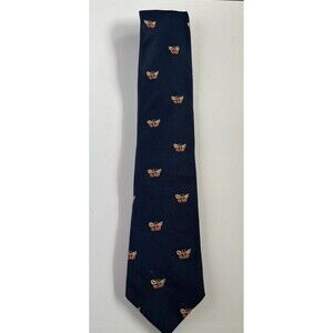 Damon Men's Necktie Navy Blue with Butterflies 55" x 3.25"